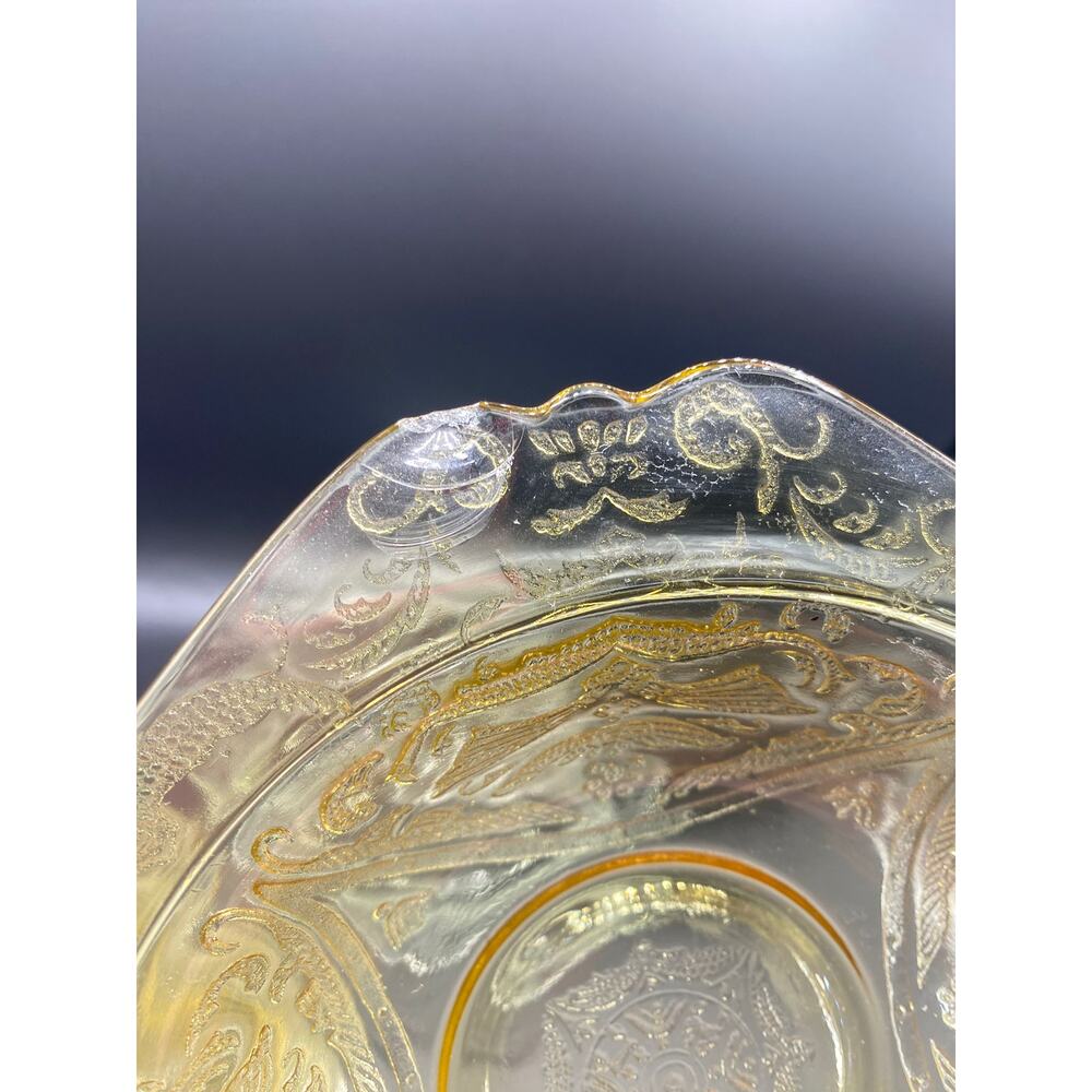 3 VTG Federal Glass Depression Glass Madrid Pattern Yellow Amber Soup Salad Bowl - Picture 6 of 6